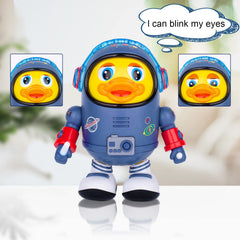 Berry President Space Duck plays music and lights for sensory fun.