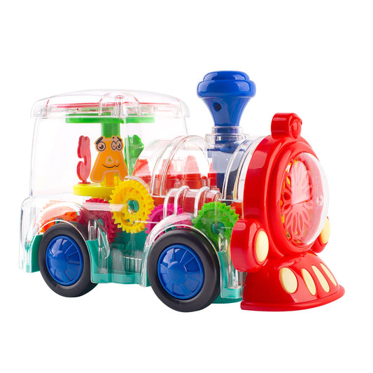 Berry President transparent electric gear train toy front view reveals turning gears for curious minds.