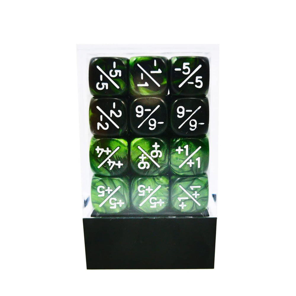 BESCON DICE brick box stores 36 counters for easy portability.