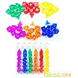 Bescon Dice mini translucent polyhedral dice set in tube packaging for compact tabletop play