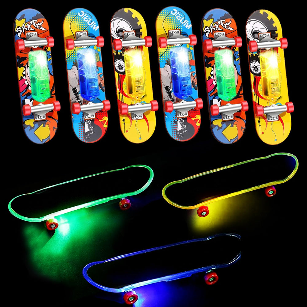Beselley mini finger skateboard set with 25 LED boards for lively party fun.