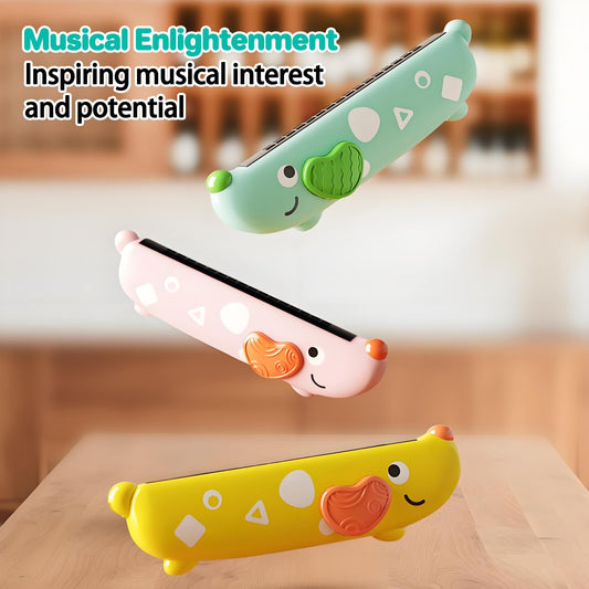 Besiciwiin harmonica pink 16-hole front view promotes early music exploration.