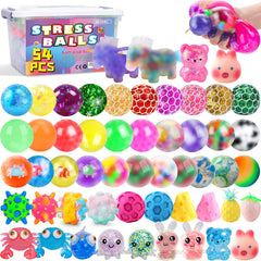 BESNEL 54-pack stress balls in a colorful collection for desk relief