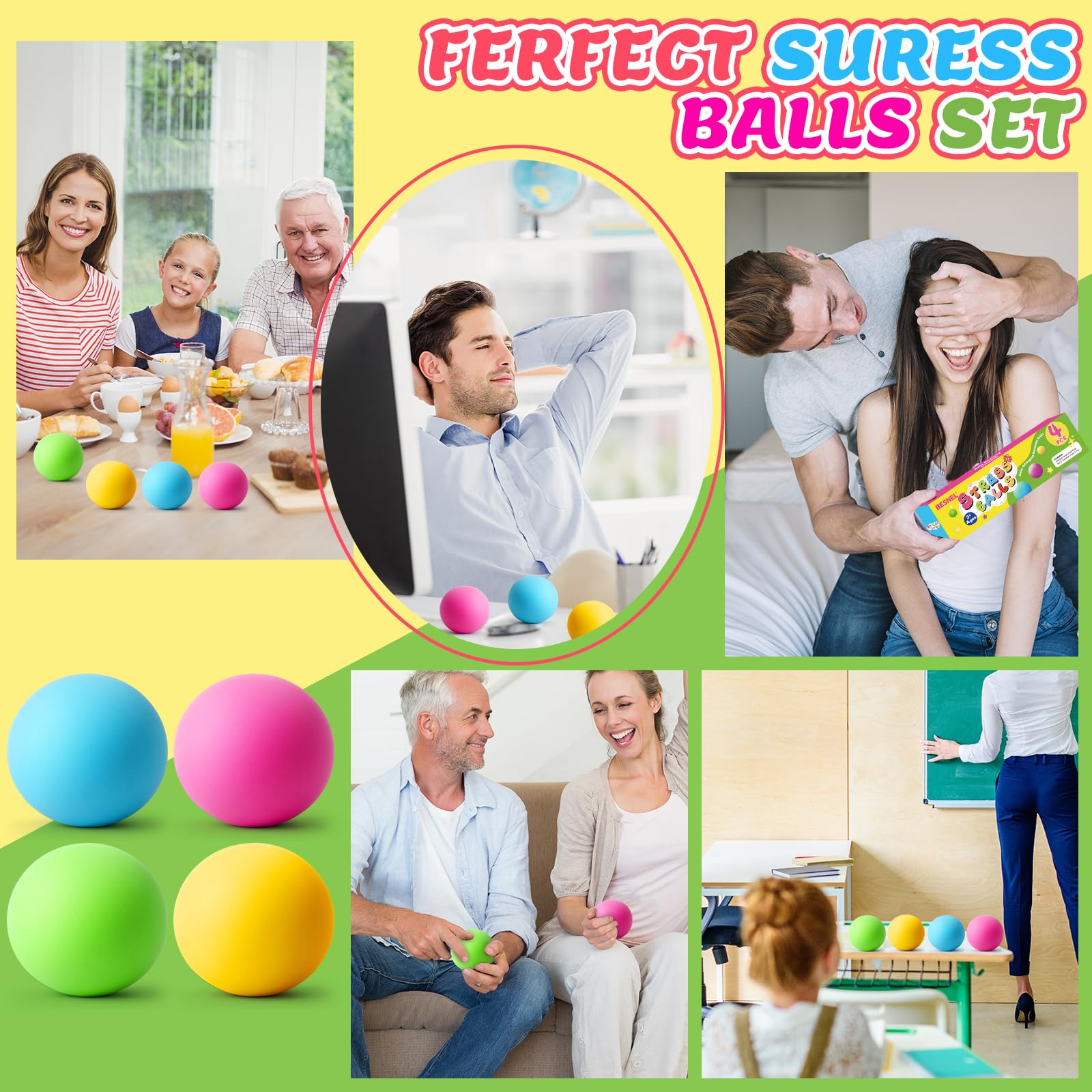 BESNEL Stress balls portable for travel, home, or school.
