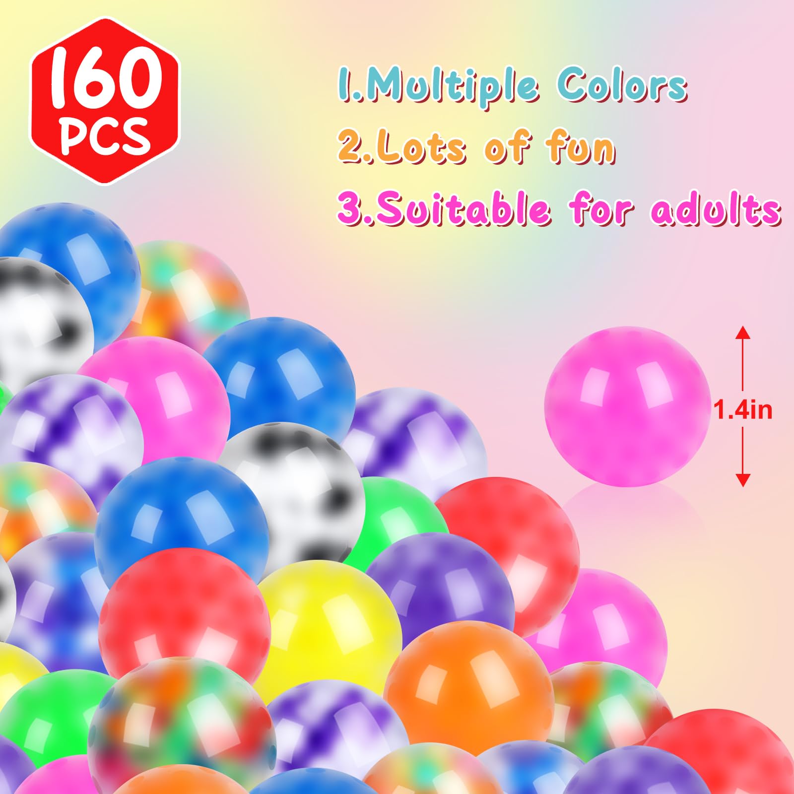 Besnel stress ball pocket-size 1.4-inch fits in hand for quick relief.