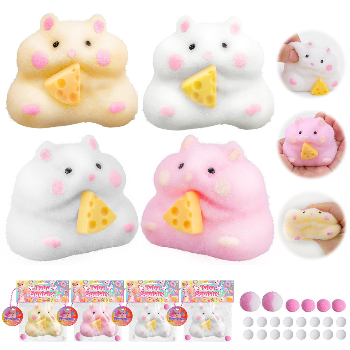 BESNEL Taba hamster four-pack with soft squish for stress relief and focus