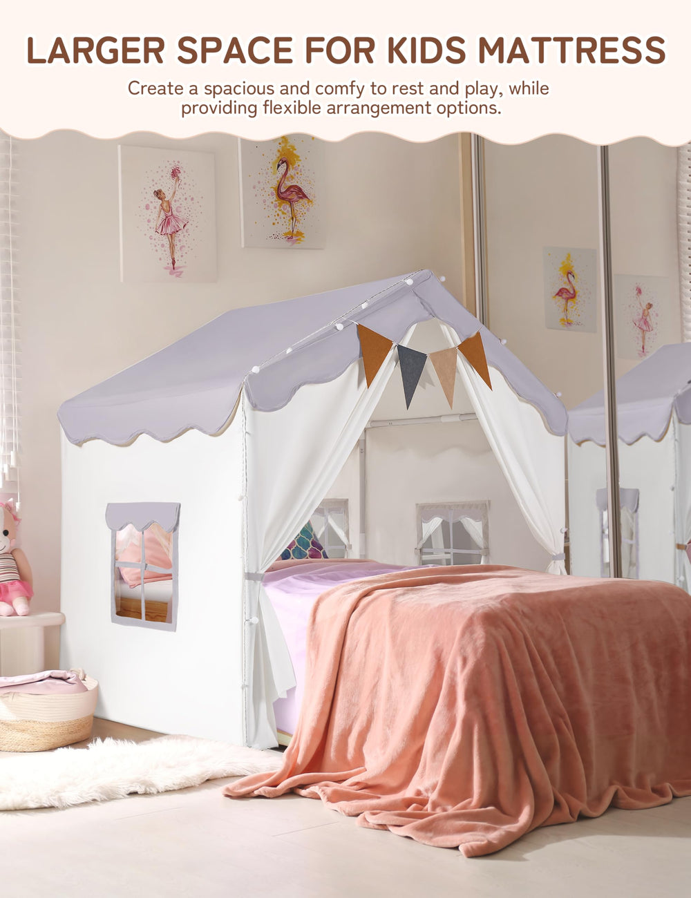 Besrey Kids Play Tent with built-in lights creates magical nighttime ambiance.