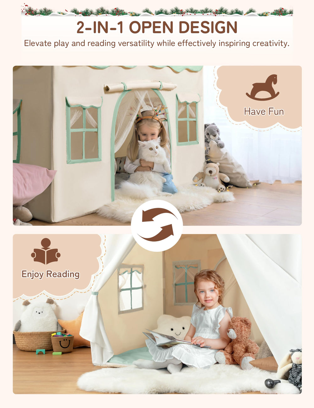 Besrey Playhouse with double doors for easy access and imagination.