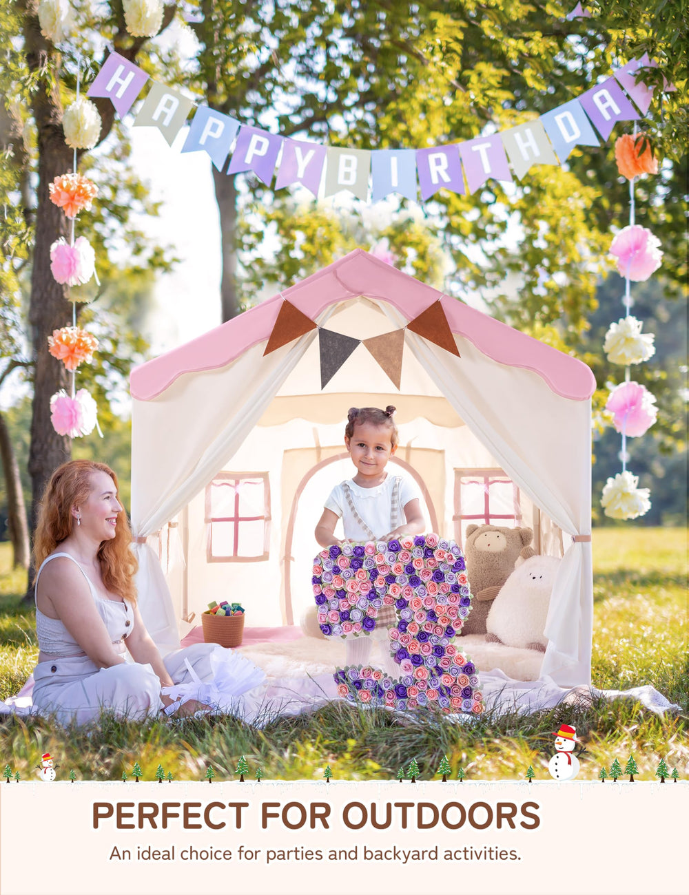 Besrey Kids Tent lace curtains and four windows promote airflow and visibility.
