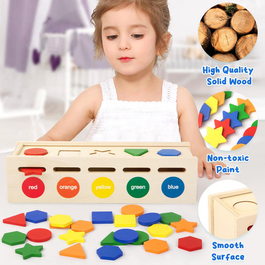 Besslly Shape Sorter five colors and shapes for sorting play enhances visual discrimination.