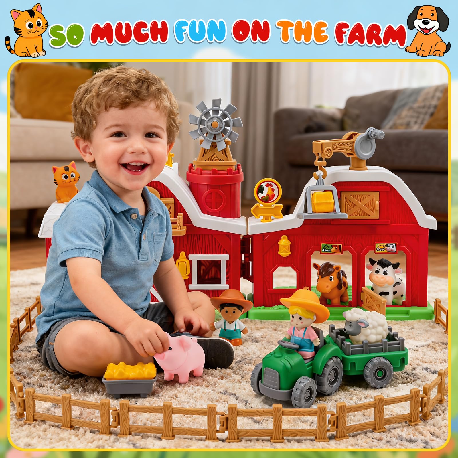 Bessome colorful farm pieces supporting sorting and matching play