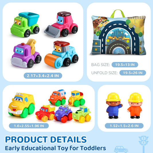 Bessome twelve-piece car toy set sparks imaginative play for babies and toddlers.