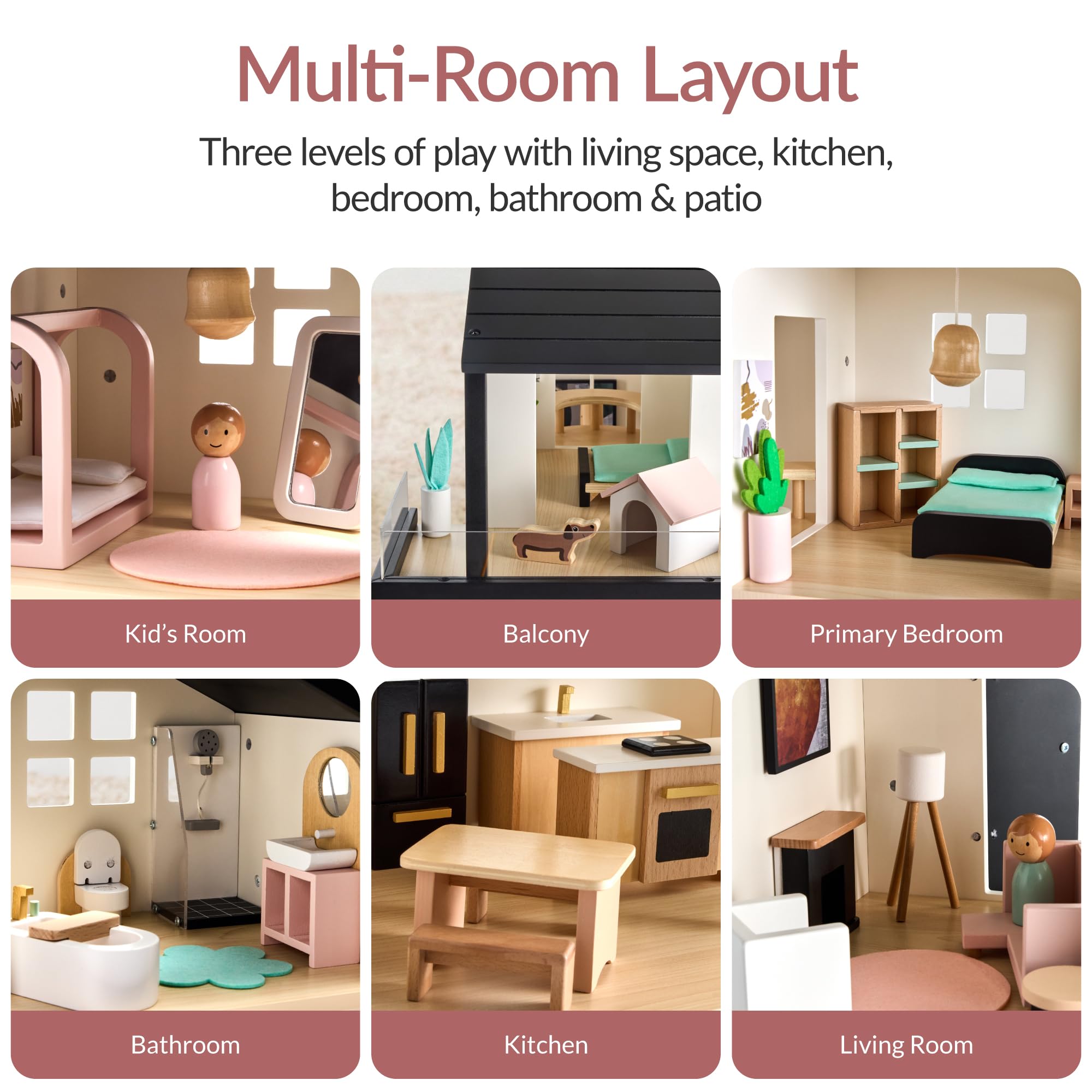 Best Choice Products doll house includes two dolls for role-play.