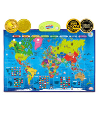 BEST LEARNING i-Poster World Map showing interactive country tap for names and facts.