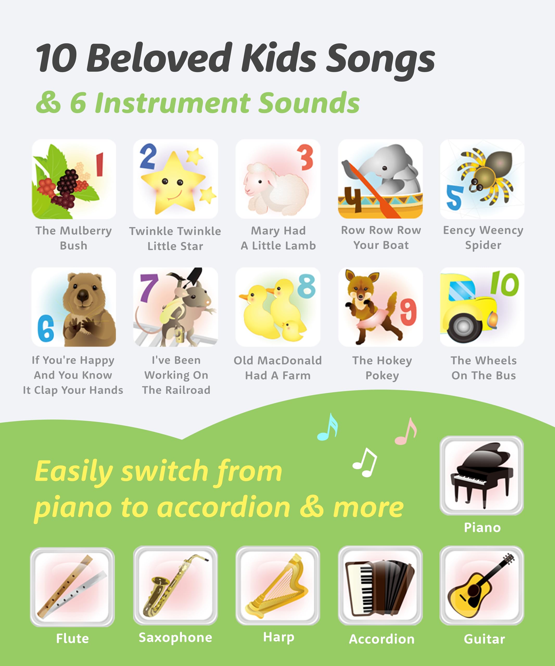 Best Learning My First Piano Book record and playback feature lets you review performances