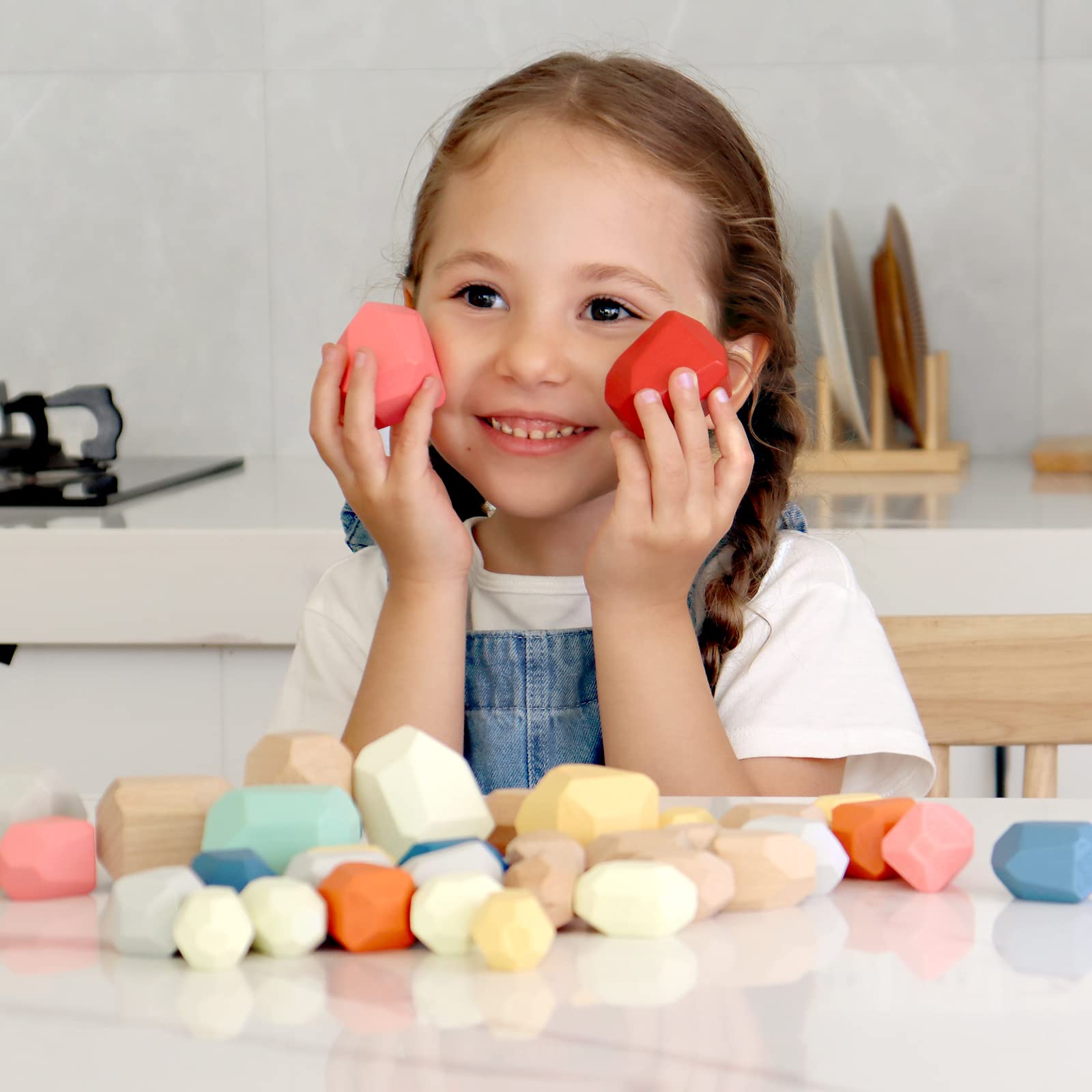 BESTAMTOY polyhedron blocks stack to form towers and promote spatial thinking