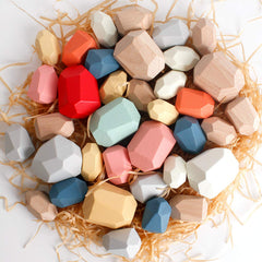 BESTAMTOY smooth wooden stones showcase stacked balancing challenges for little hands