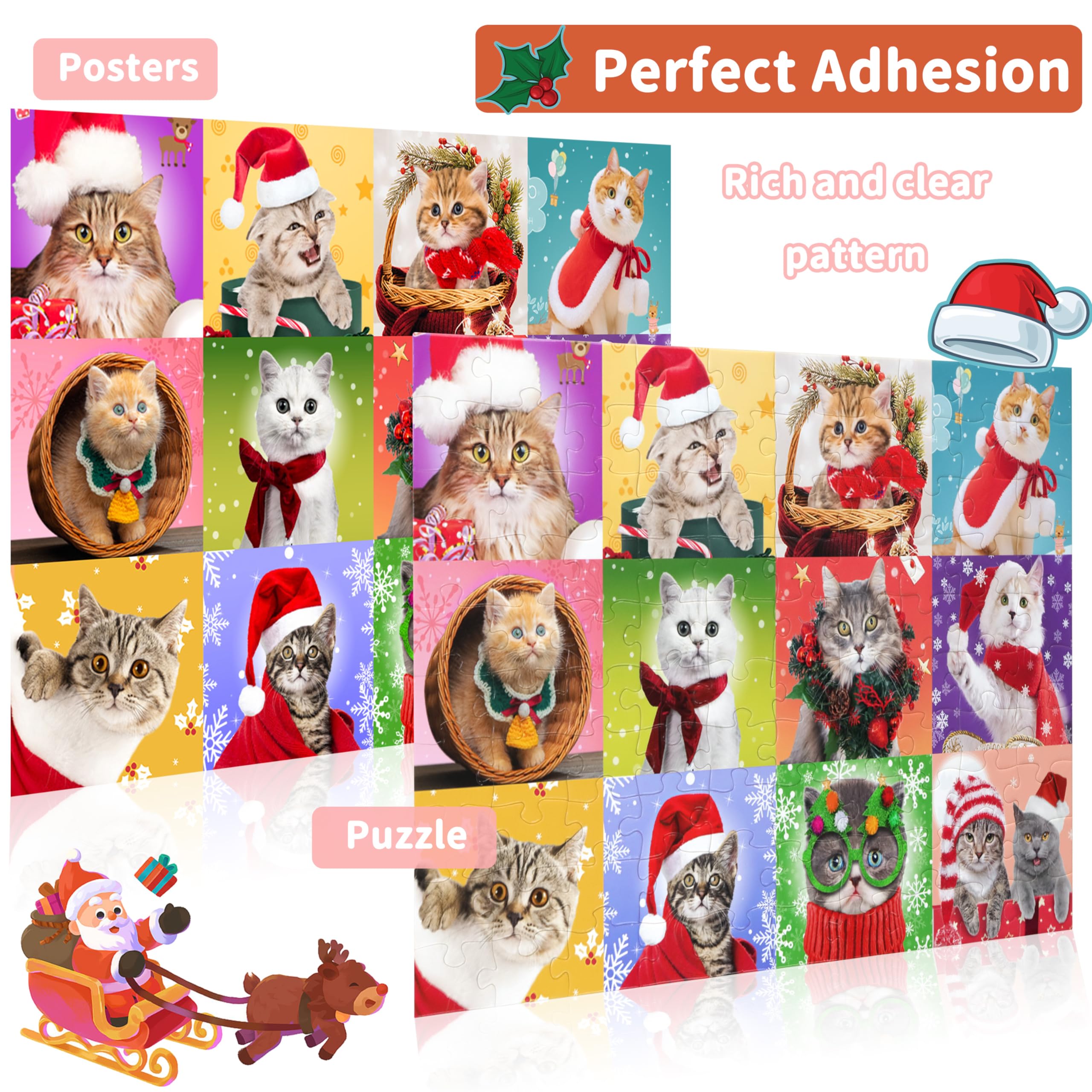 Detail of Bestbase Christmas Cat Puzzle holiday hat to evoke festive mood
