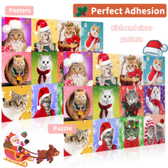 Detail of Bestbase Christmas Cat Puzzle holiday hat to evoke festive mood