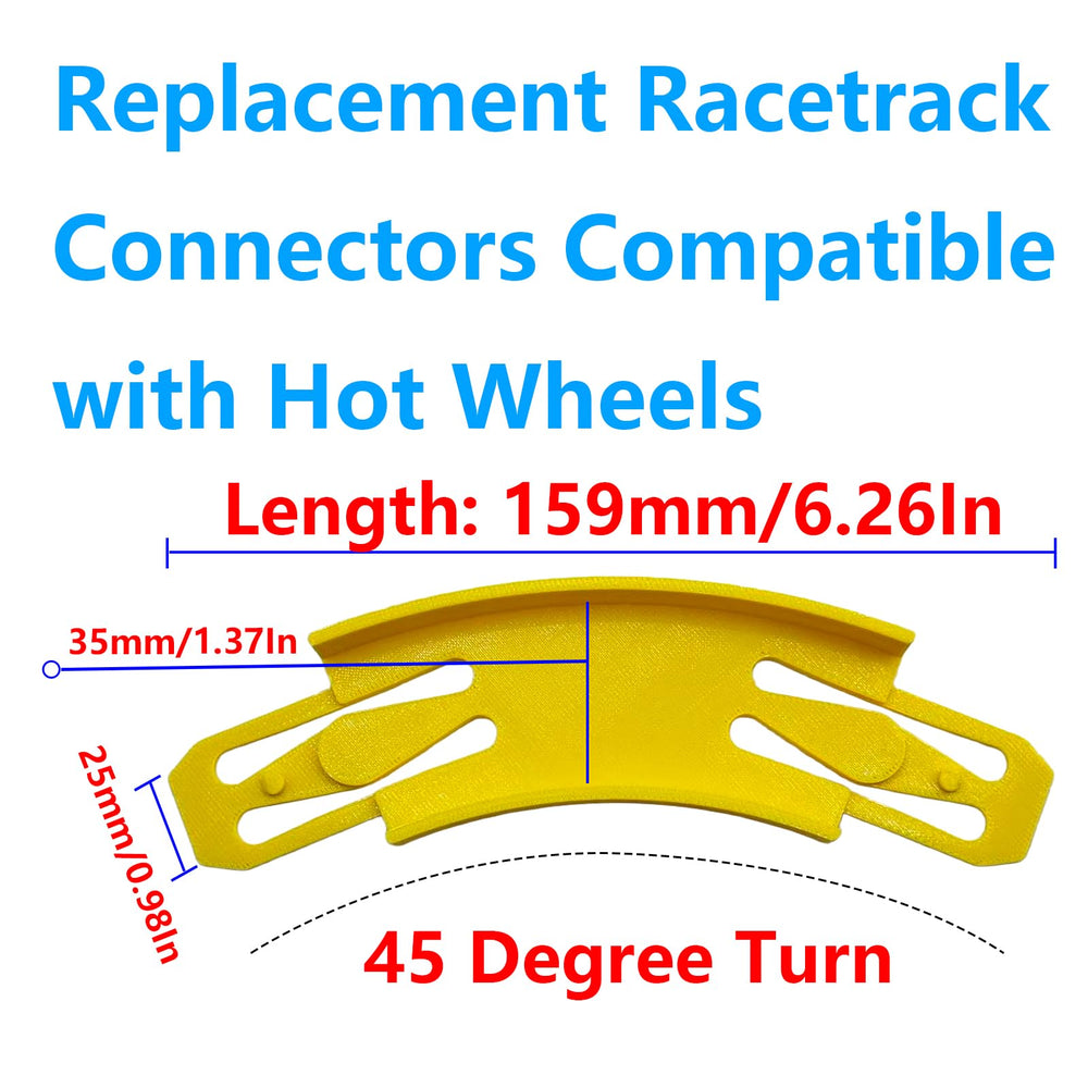 BESTJKM yellow 4-pack connectors for seamless compatibility with Hot Wheels tracks.