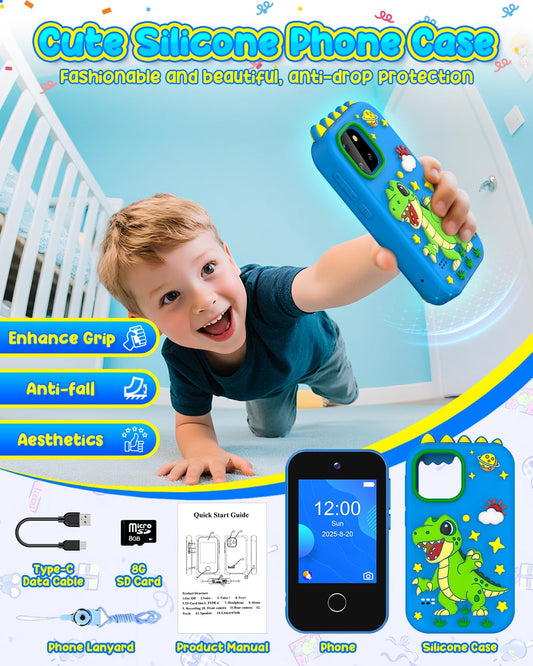 BESTOONE Kids Phone dual-camera close-up highlights pretend photography and creativity