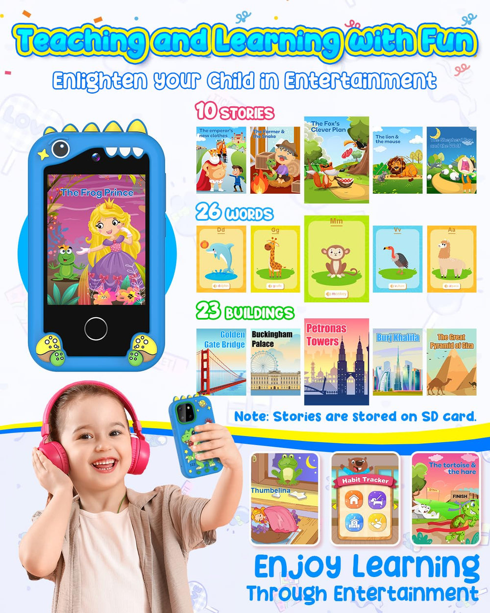 BESTOONE Kids Phone gift-ready packaging in blue, ideal for birthdays
