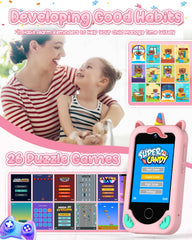 BESTOONE kids phone toy alarm clock feature, helps establish routines with reminders.