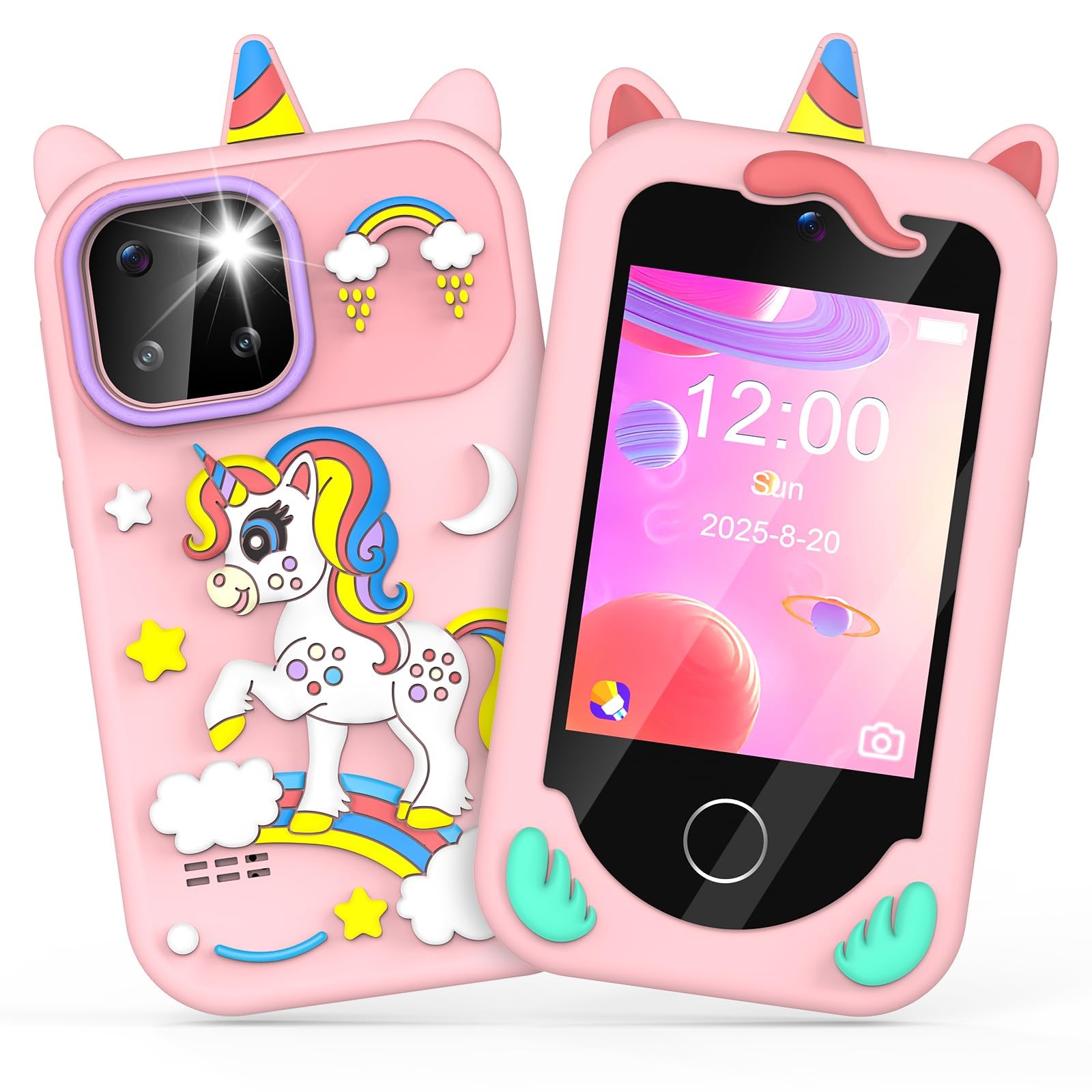 BESTOONE kids phone toy front view, a safe learning gadget for ages 3 to 8.