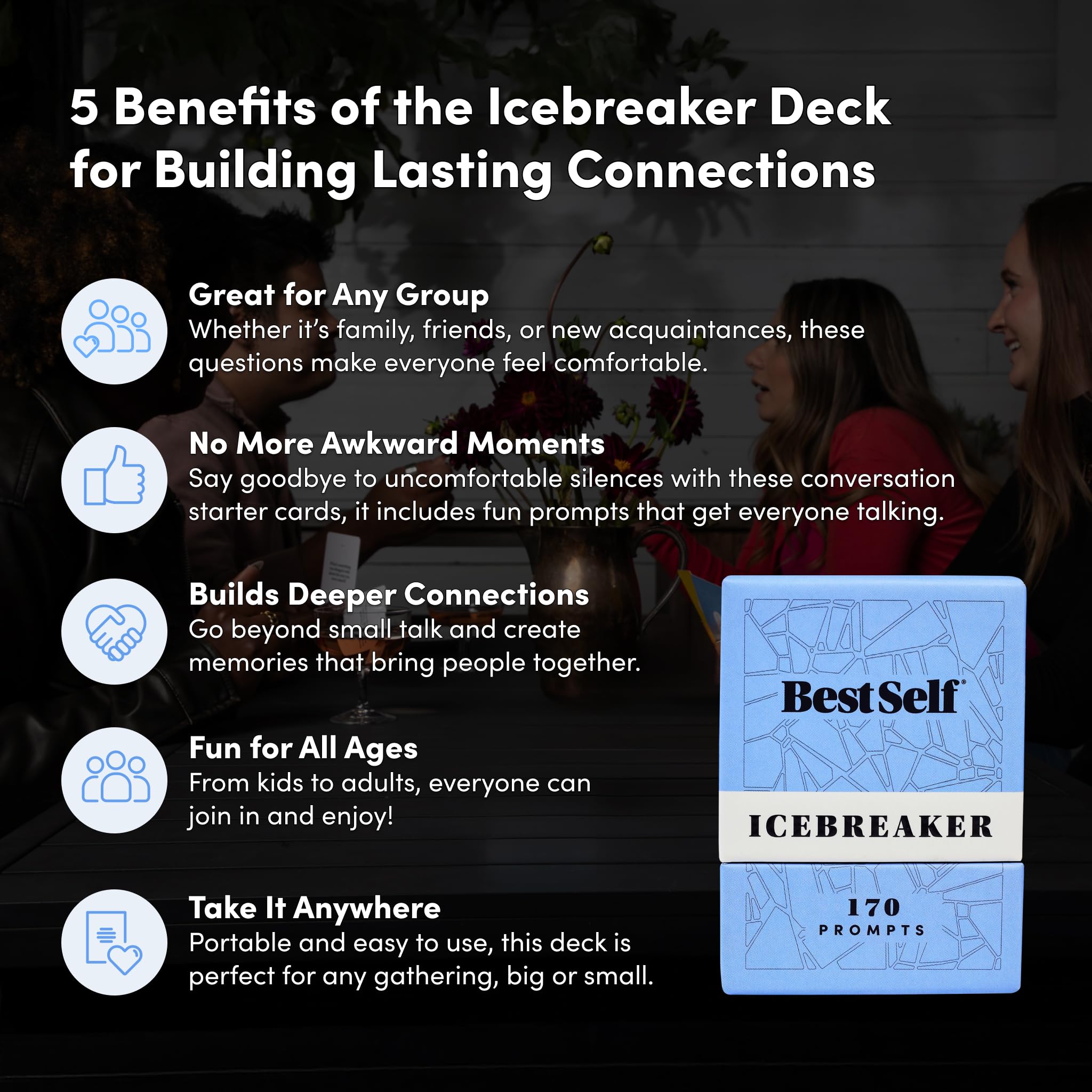 BestSelf Icebreaker compact travel box enables easy on-the-go game nights