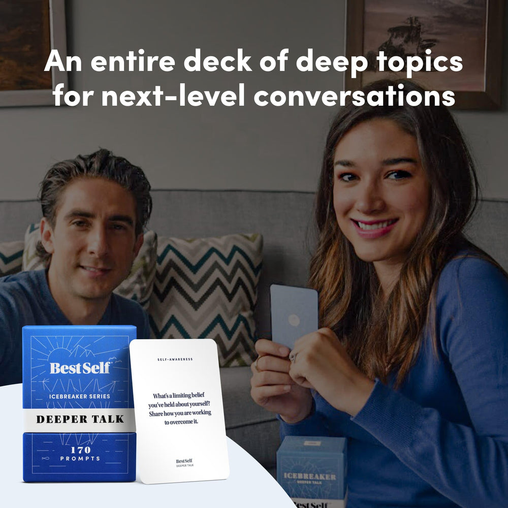 BestSelf Icebreaker Deeper Talk Deck family game night scene promotes bonding and fun.