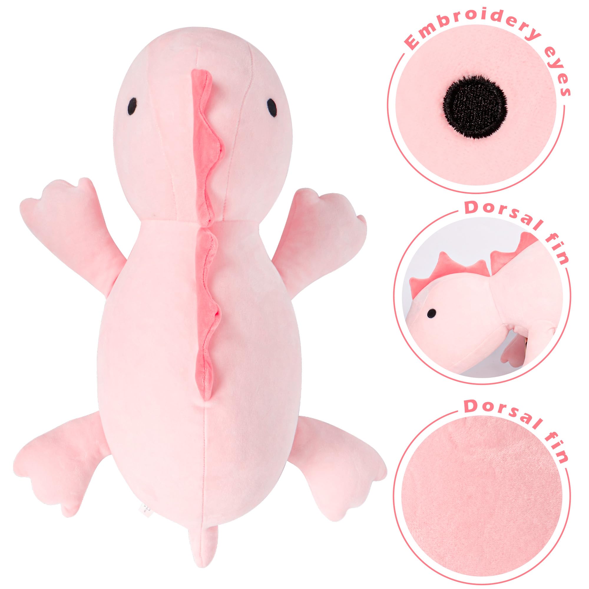 BestVIVE pink dinosaur plush on bed as cozy decor