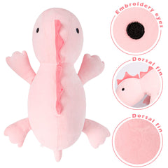 BestVIVE pink dinosaur plush on bed as cozy decor
