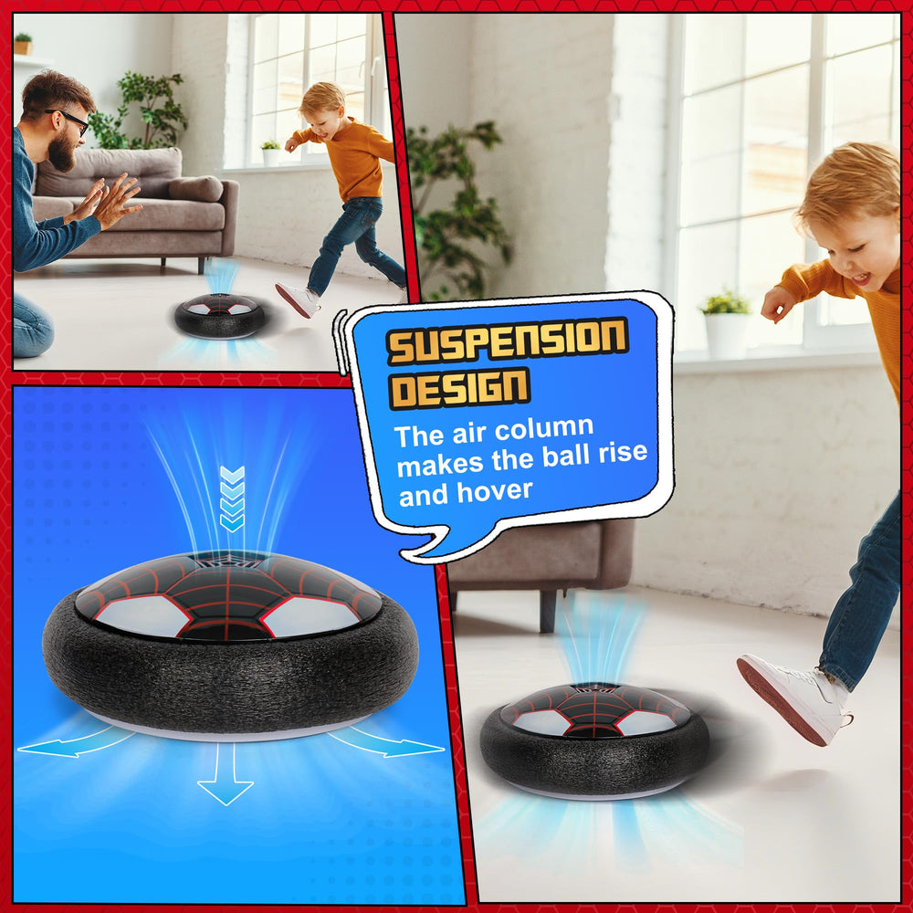 BESTVIVE hover soccer ball powered by AA batteries for longer sessions.
