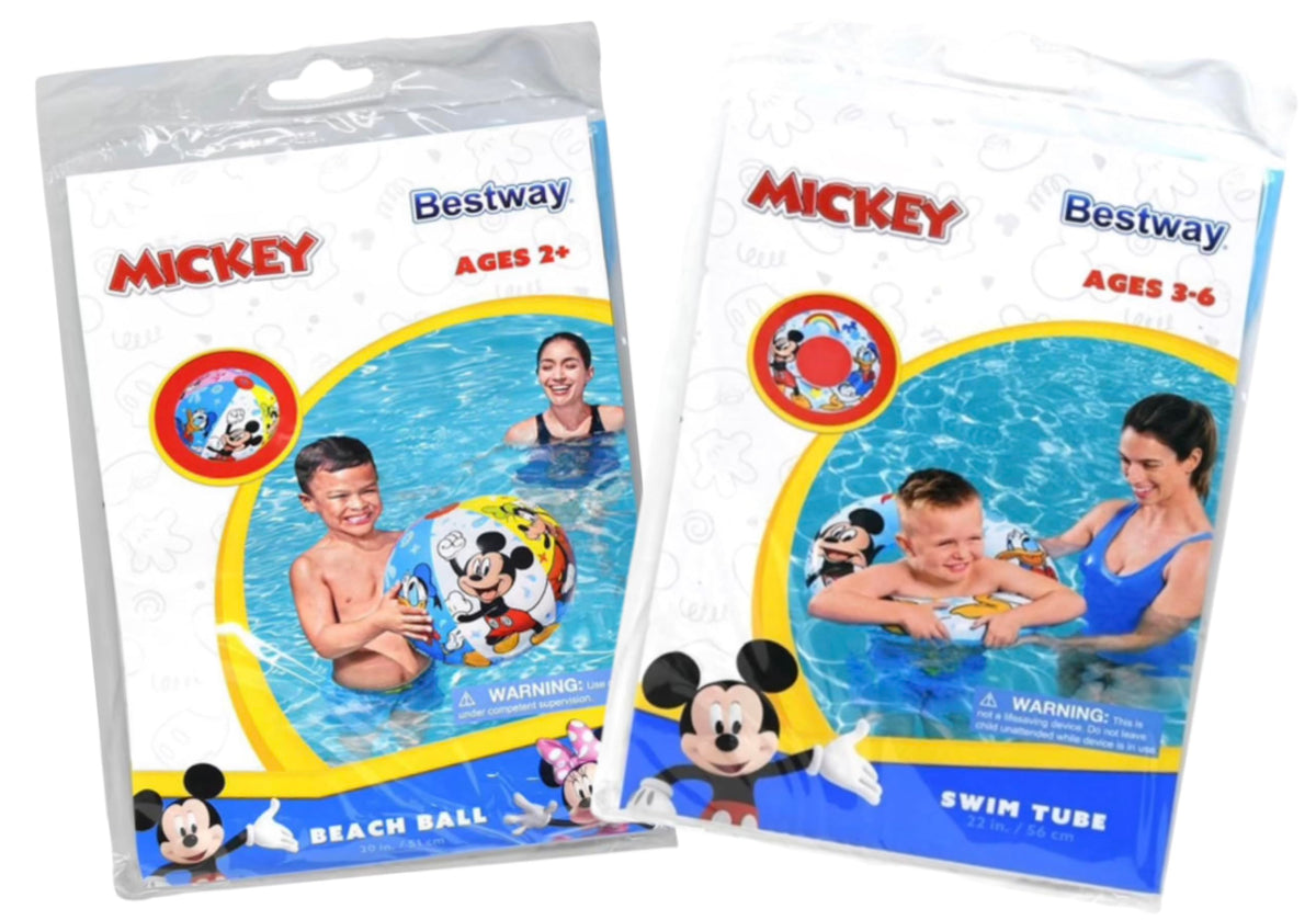 Bestway Mickey 22in swim tube in blue for confident water flotation and fun