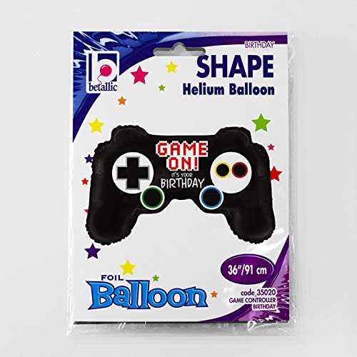 Betallic 36-inch video game controller balloon setup on table, perfect for photos.