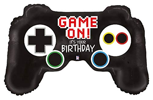 Betallic 36-inch video game controller balloon, side view, adds dramatic decor to photos.