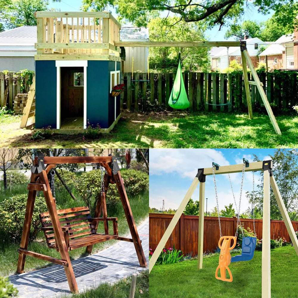 BETOOL A-frame dimensions help you plan a backyard swing set.