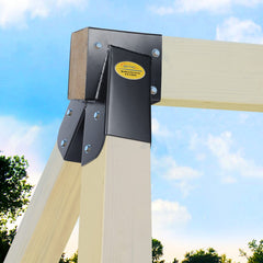 BETOOL ready-to-assemble brackets shown for a sturdy backyard frame.