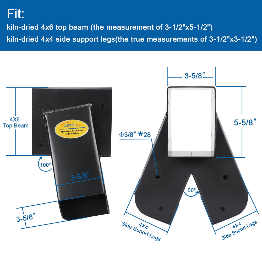 BETOOL swing bracket side legs fit securely for quick, stable assembly.
