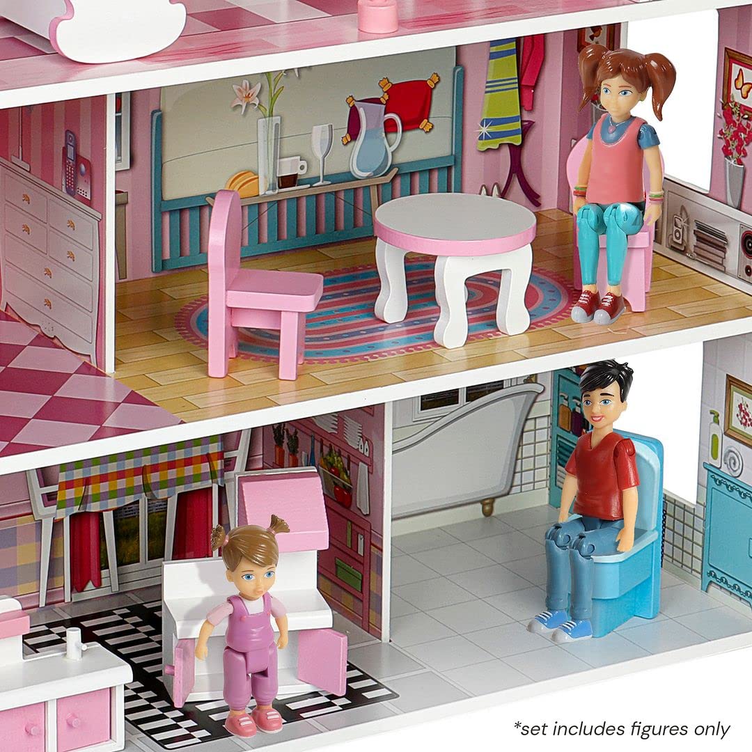 Beverly Hills Sweet Li'l Family dollhouse figures featuring movable hands and head for dynamic scenes.