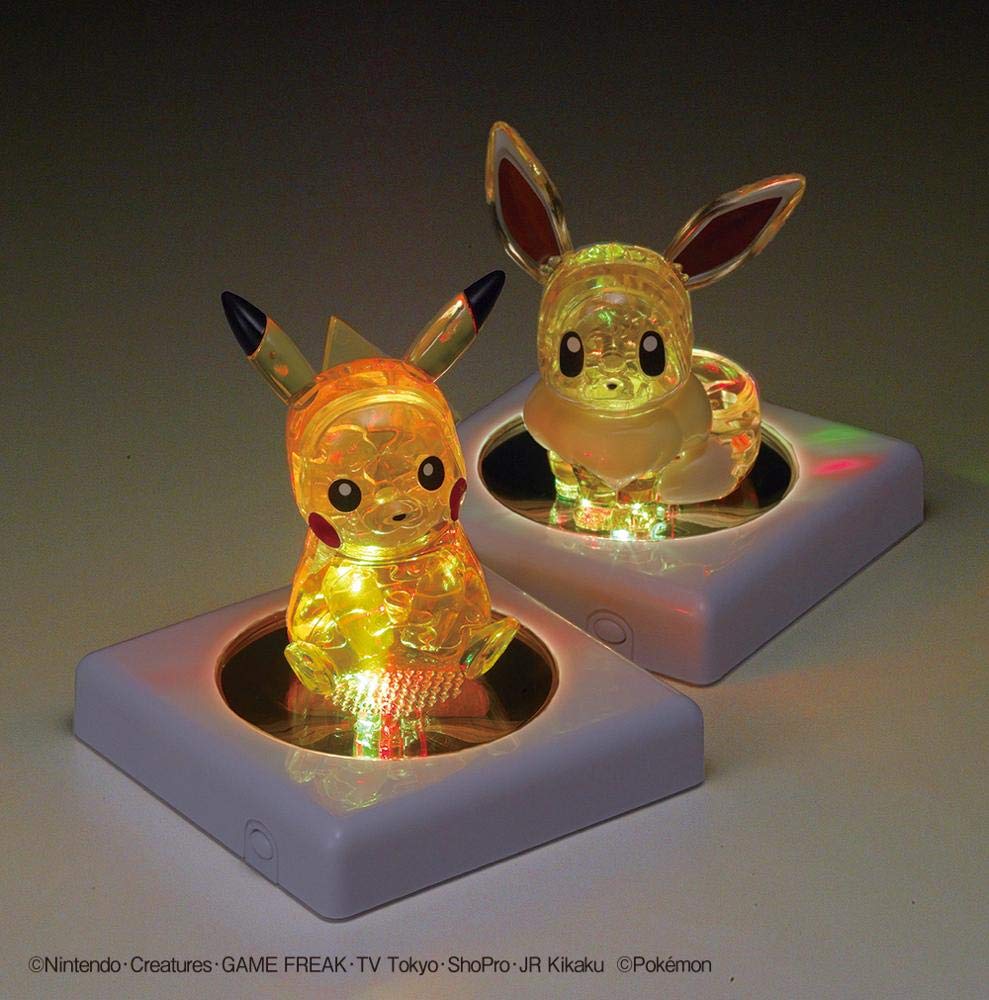 Beverly Pikachu Eevee crystal puzzle packaging and contents.