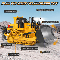 BEWEAI RC Bulldozer with 9-channel remote enables precise control during play