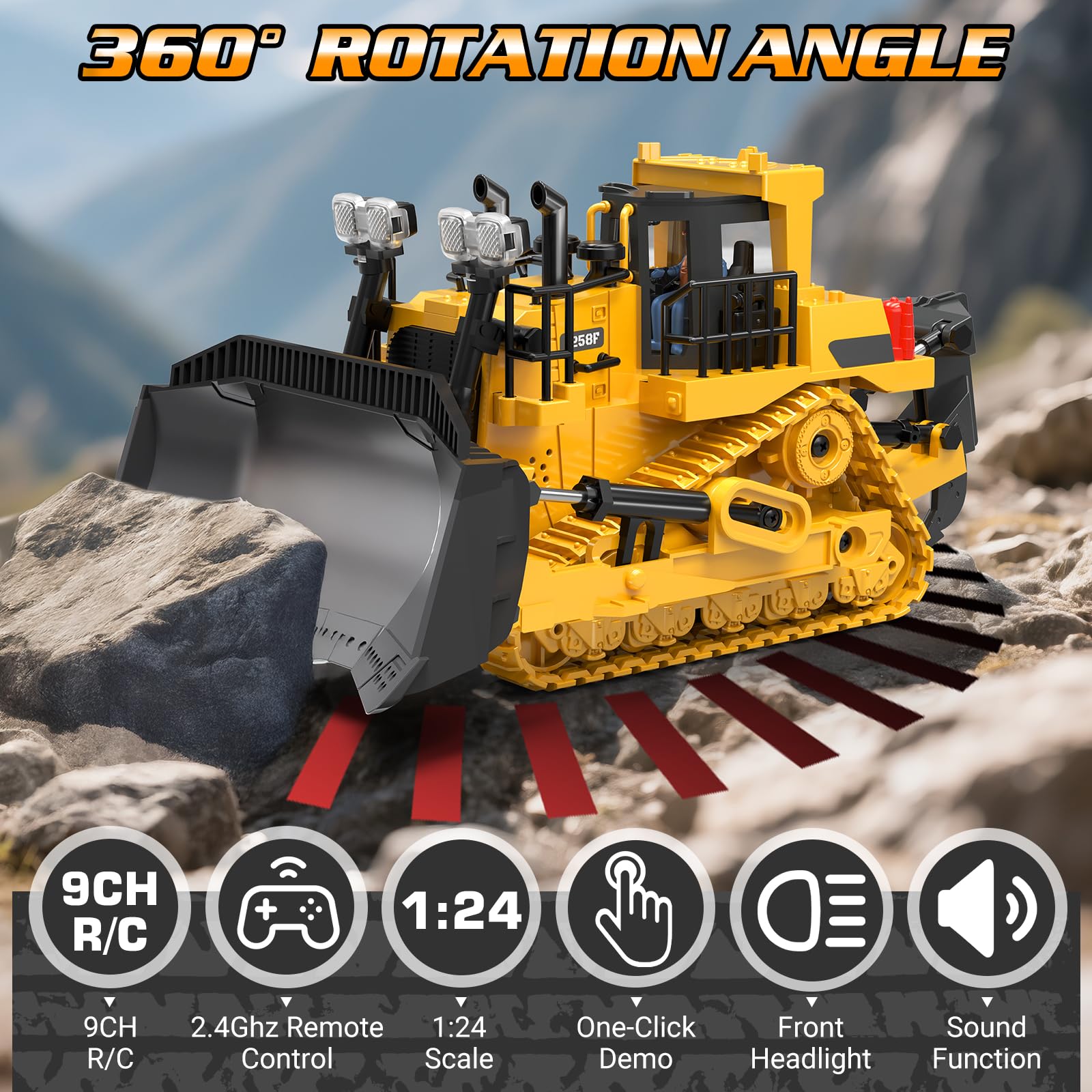 BEWEAI Bulldozer includes two rechargeable batteries for extended play sessions