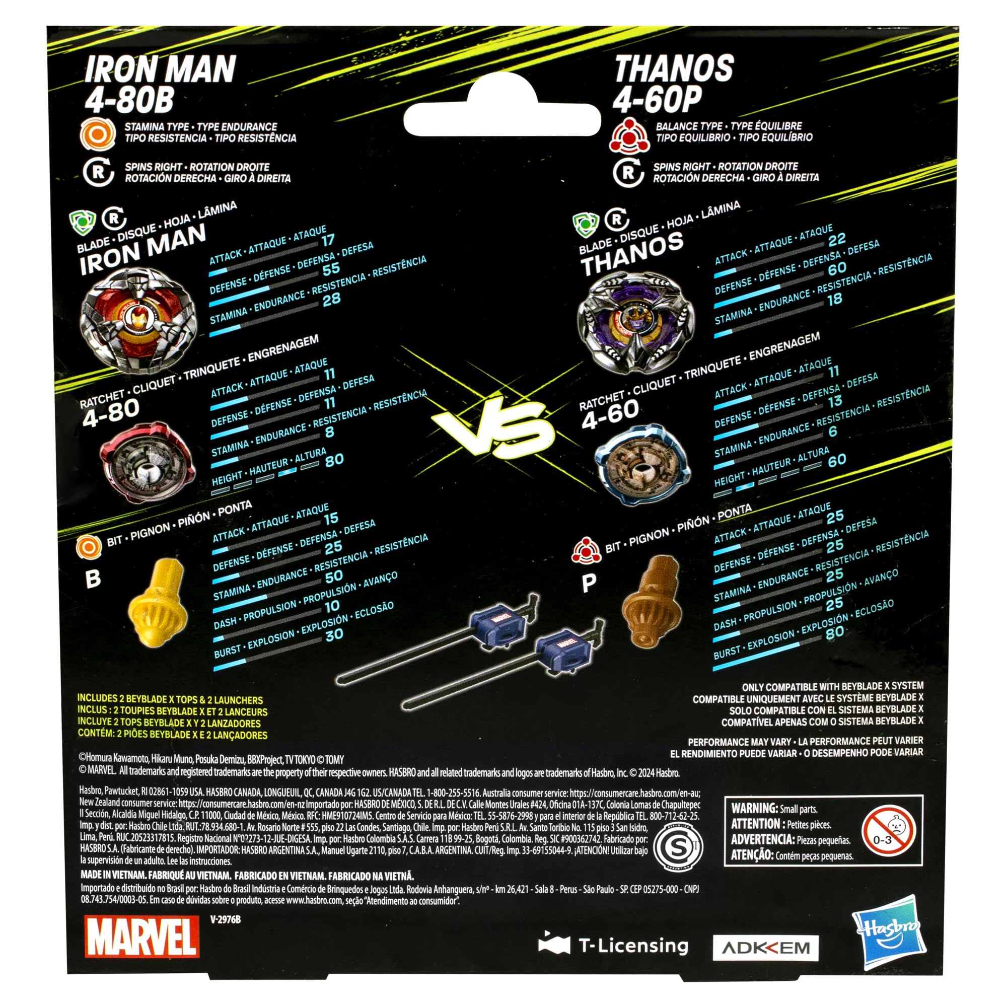 Beyblade BBX Thanos Iron Man detailed parts for upgrade compatibility.