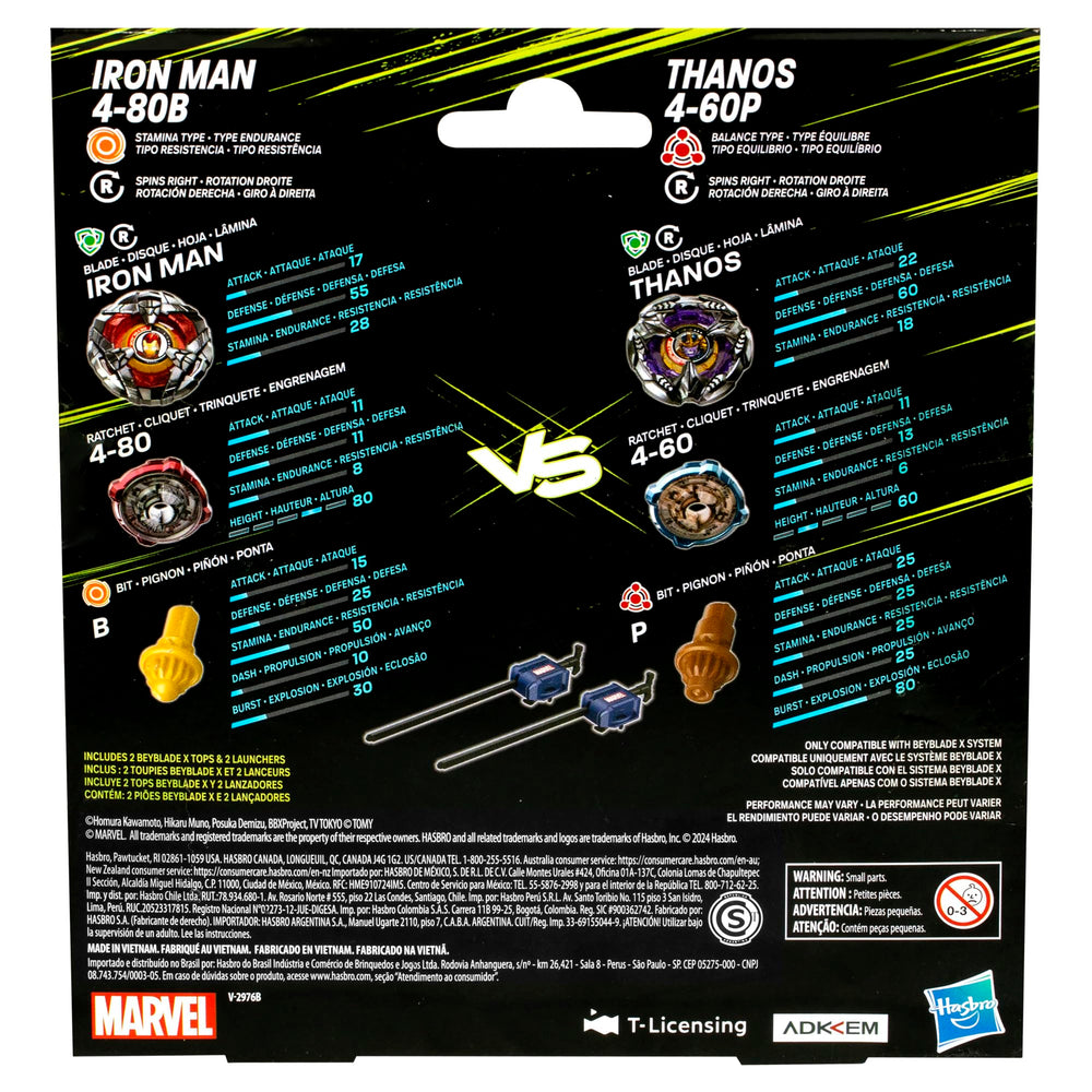 Beyblade BBX Thanos Iron Man detailed parts for upgrade compatibility.