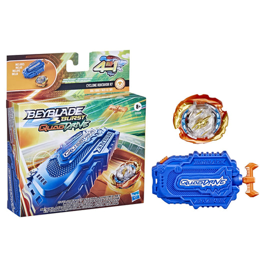 Beyblade Cyclone Roktavor top shows 4 configuration options for attack or stamina play.