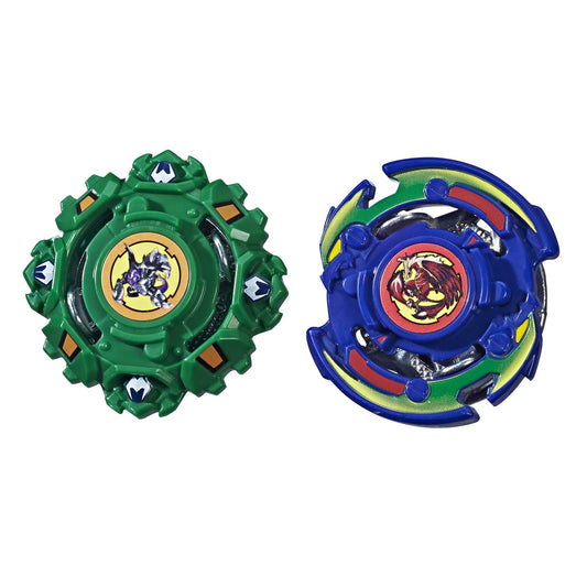 Beyblade Draciel S and Dranzer F top front view for intense battles.
