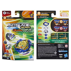 Beyblade QuadDrive starter pack box with top and launcher for immediate play.