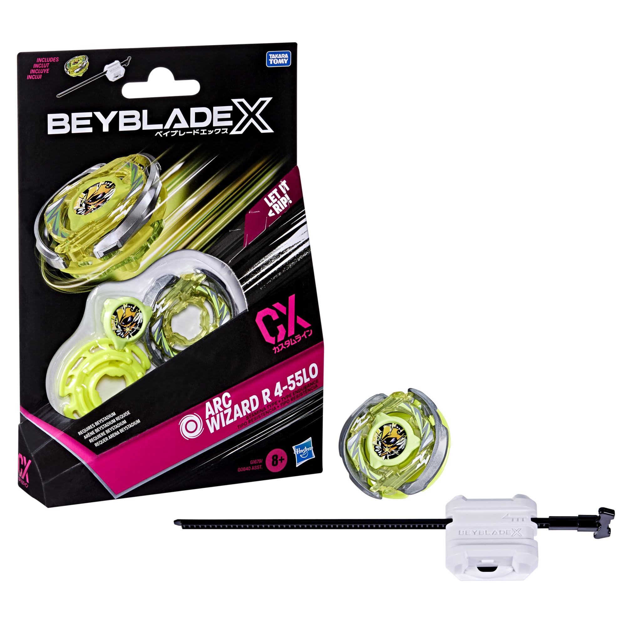 Beyblade X Arc Wizard R top close-up highlighting premium design and balance