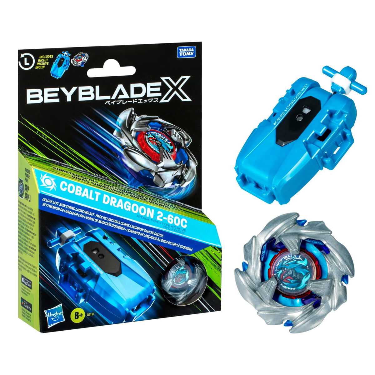 Beyblade X Cobalt Dragoon launcher ready for a quick left-spin start